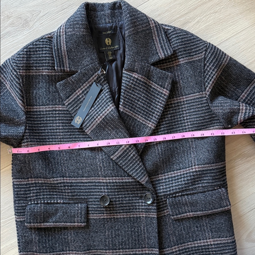 NEW- House of Harlow 1960 Wool Blend Plaid Coat - Picture 9 of 13